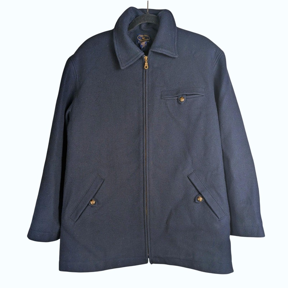 M Vintage 90s Charter Club Navy Blue Wool Jacket Dark Academia Minimalist Preppy